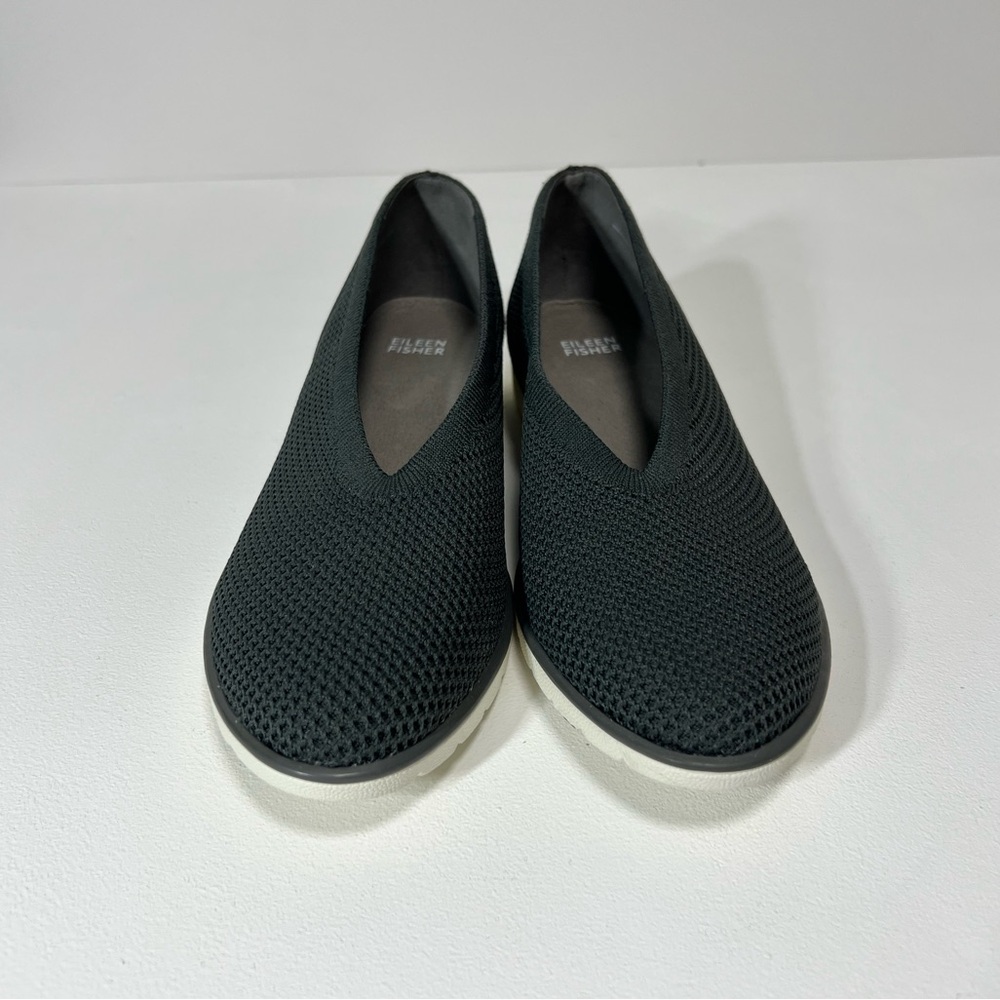 Eileen Fisher The Heaven Stretch Wedge Slip-On Shoes Flats Graphite Weaved 9.5 - Picture 9 of 13